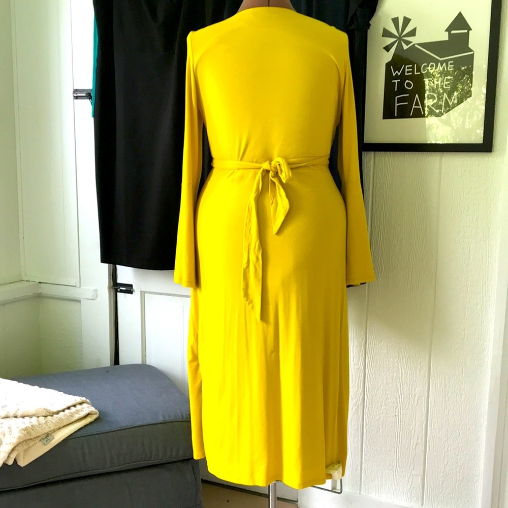 Eloquii Yellow Long Sleeve Wrap Dress - Picture 7 of 8